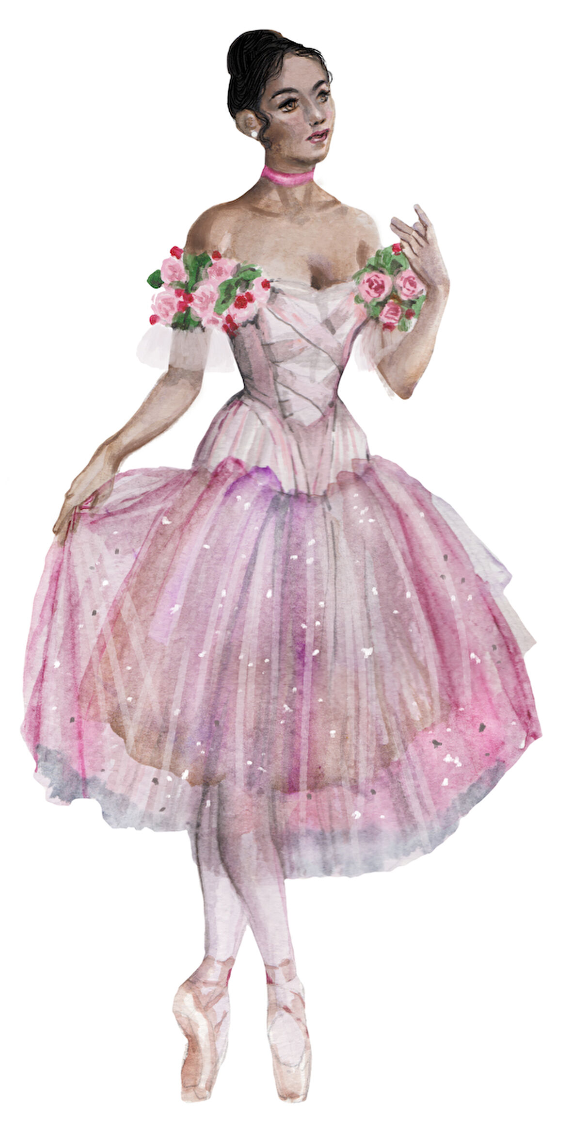 Pembe Elbiseli Balerin Duvar Stickerı