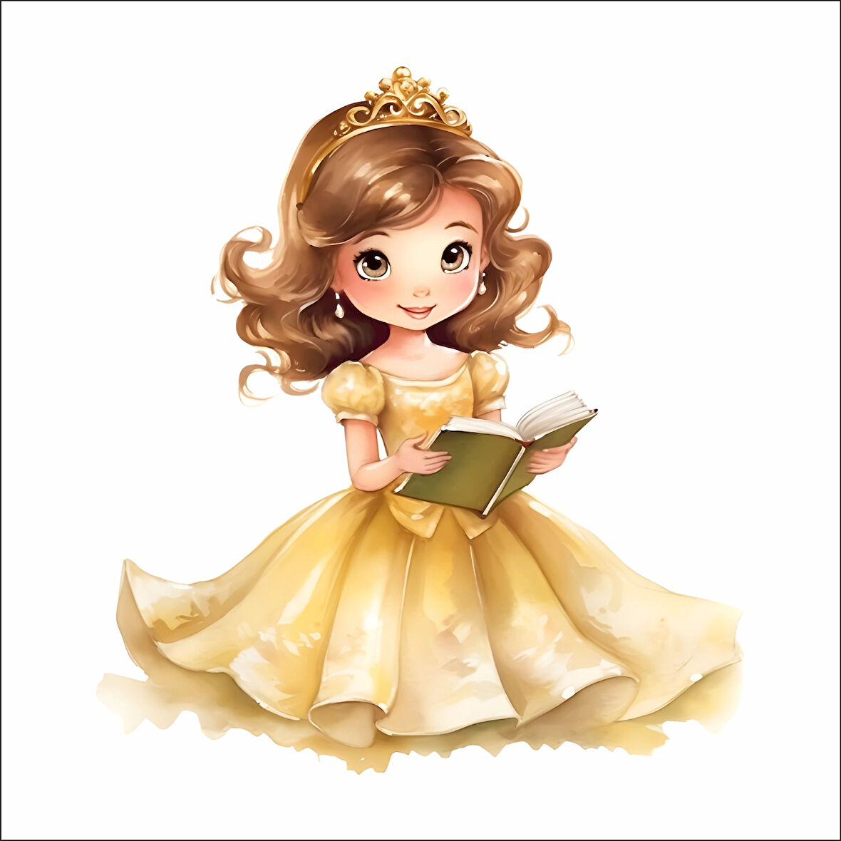 Kitap Okuyan Sarı Prenses Duvar Stickerı