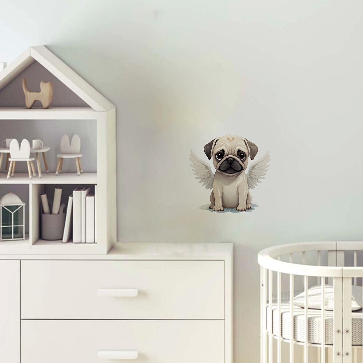 Kanatlı Pug Yavrusu Duvar Stickerı