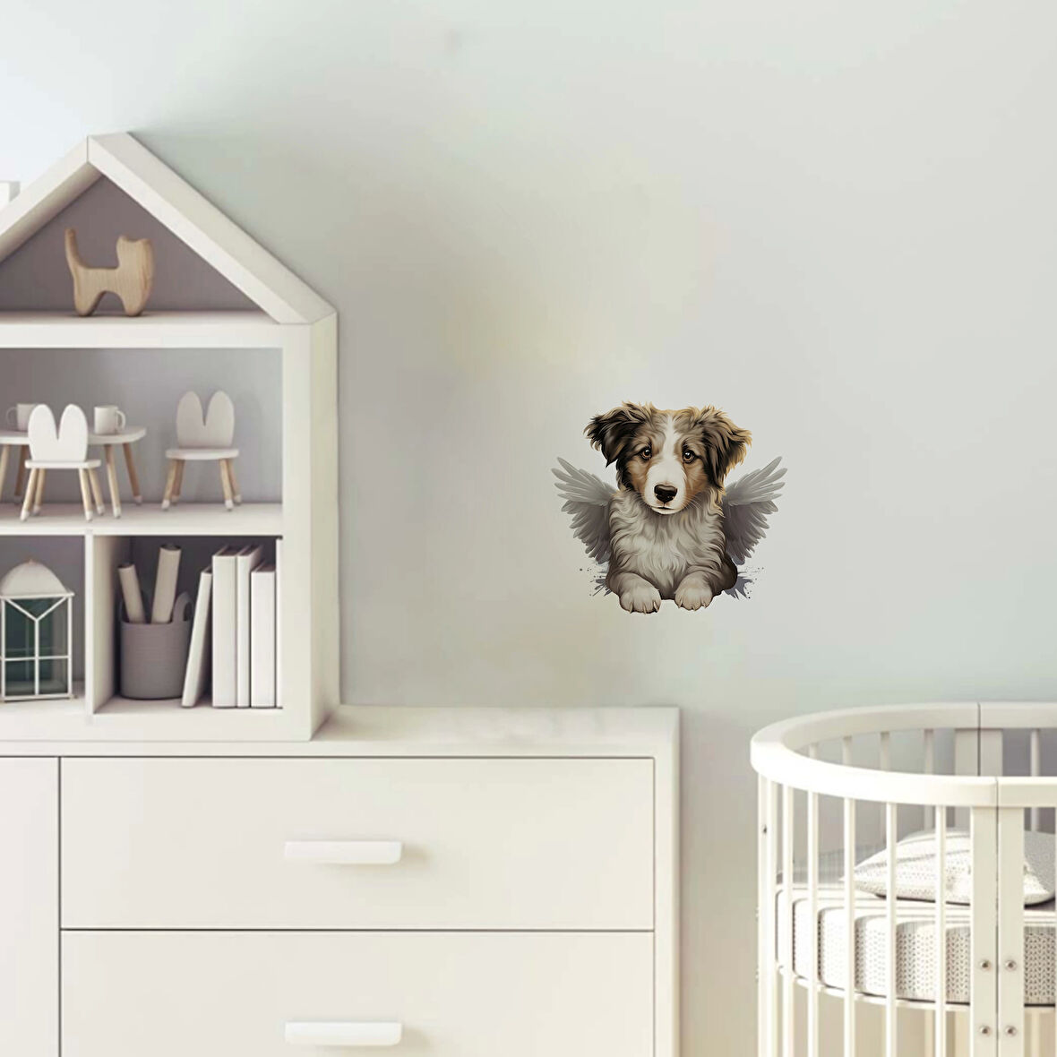 Yatan Kanatlı Köpek Yavrusu Duvar Stickerı
