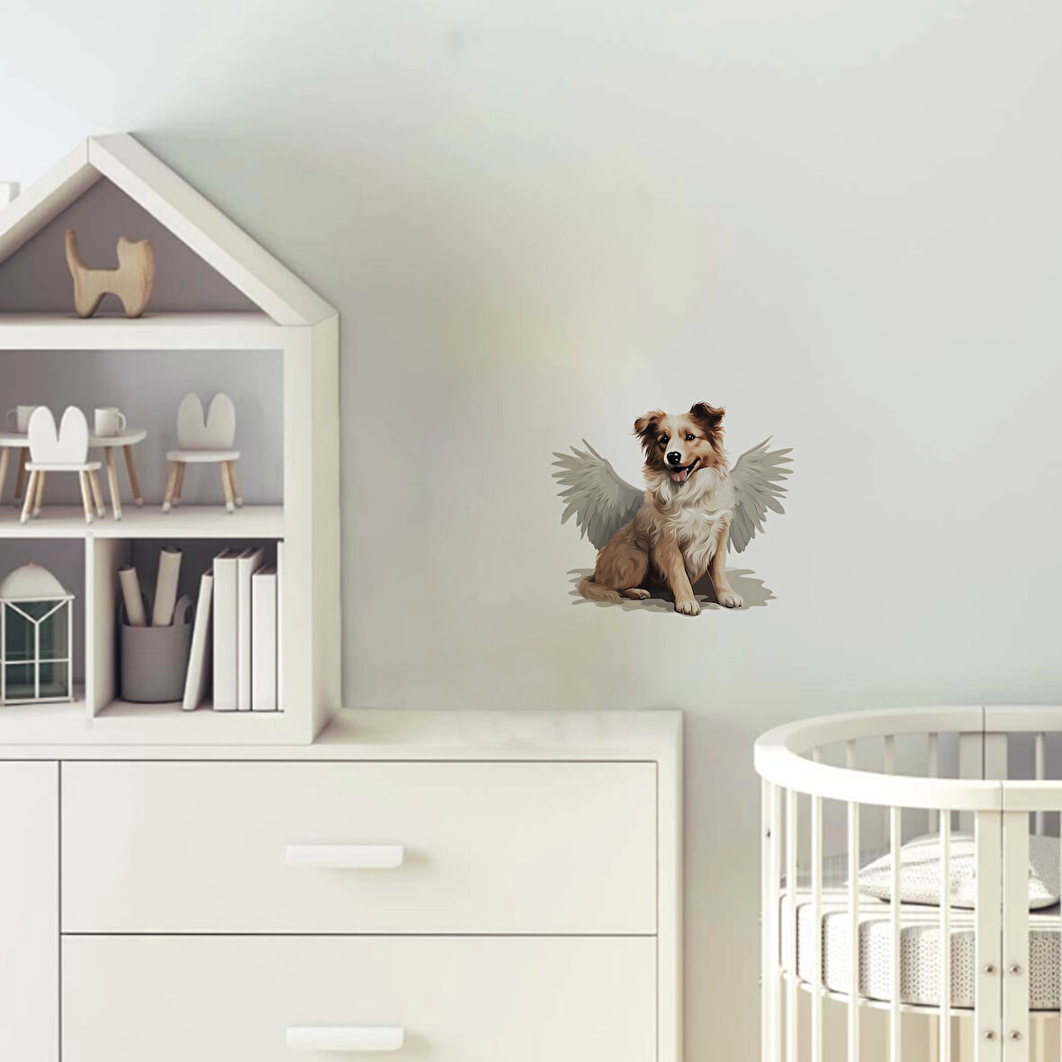 Oturan Kanatlı Köpek Duvar Stickerı