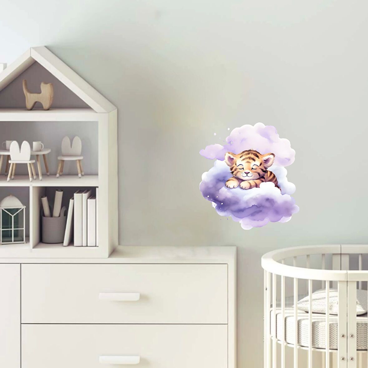 Bulut Üzerinde Uyuyan Kaplan Yavrusu Duvar Stickerı