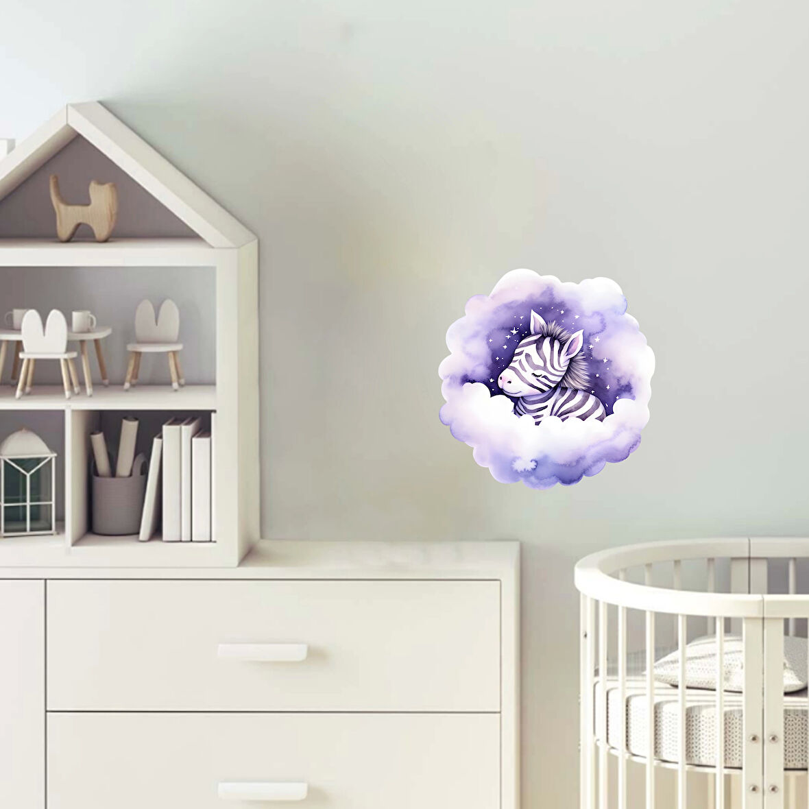 Bulut Üzerinde Uzanan Zebra Yavrusu Duvar Stickerı