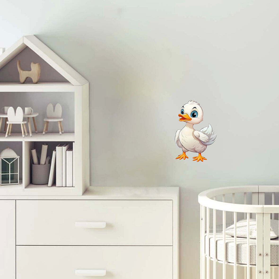 Mavi Gözlü Beyaz Yavru Ördek Duvar Sticker'ı