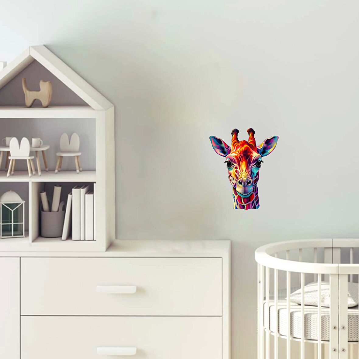 Renkli Yüzlü Zürafa Duvar Sticker'ı