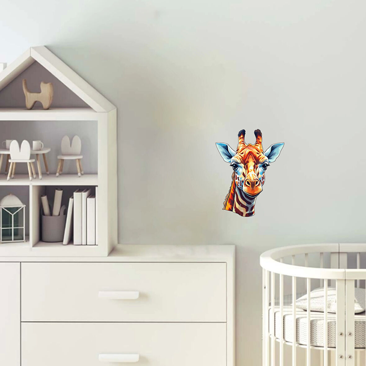 Çizgili Boyunlu Zürafa Kafası Duvar Sticker'ı