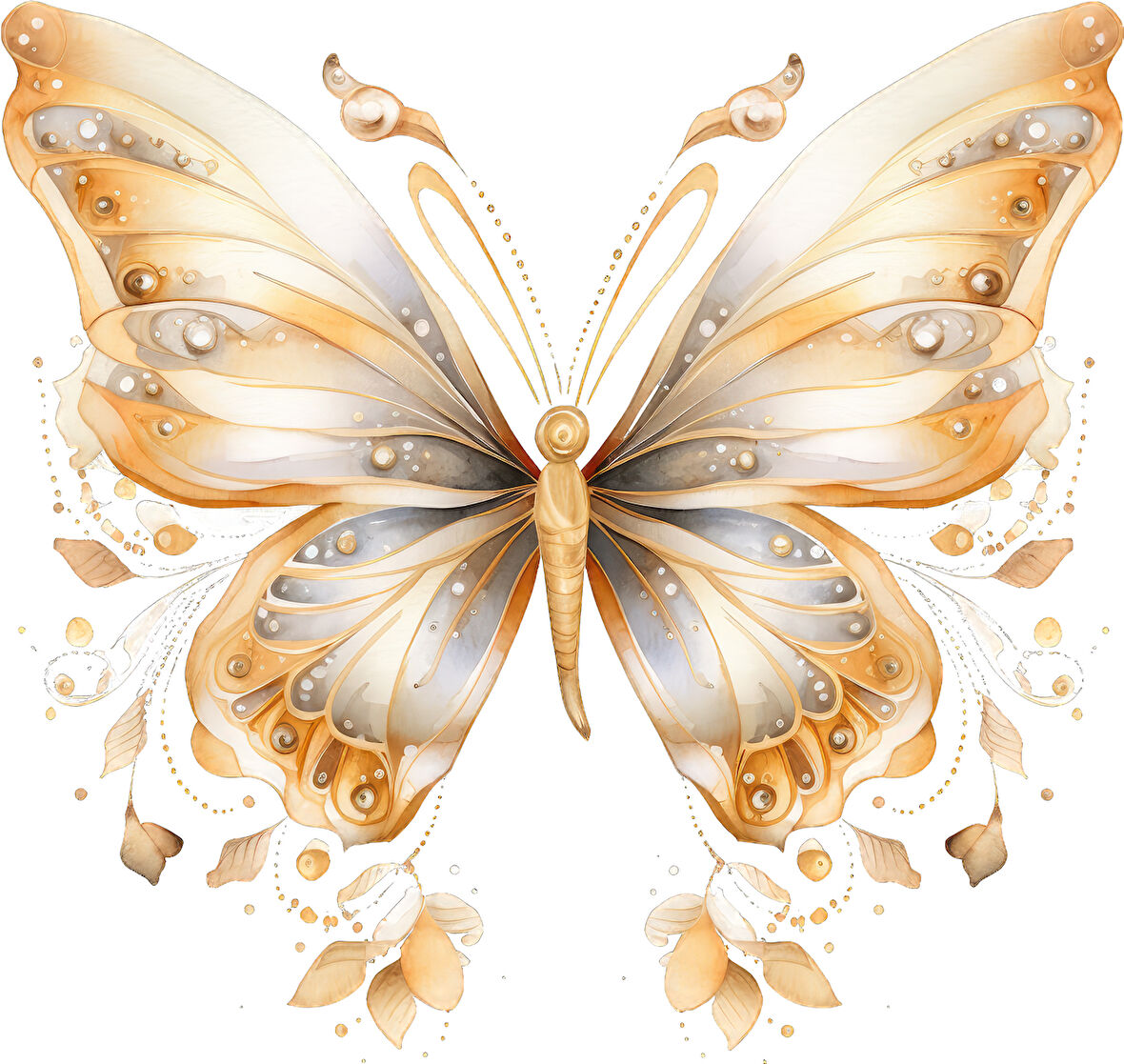 Altın Parıltılı Kelebek Duvar Stickerı