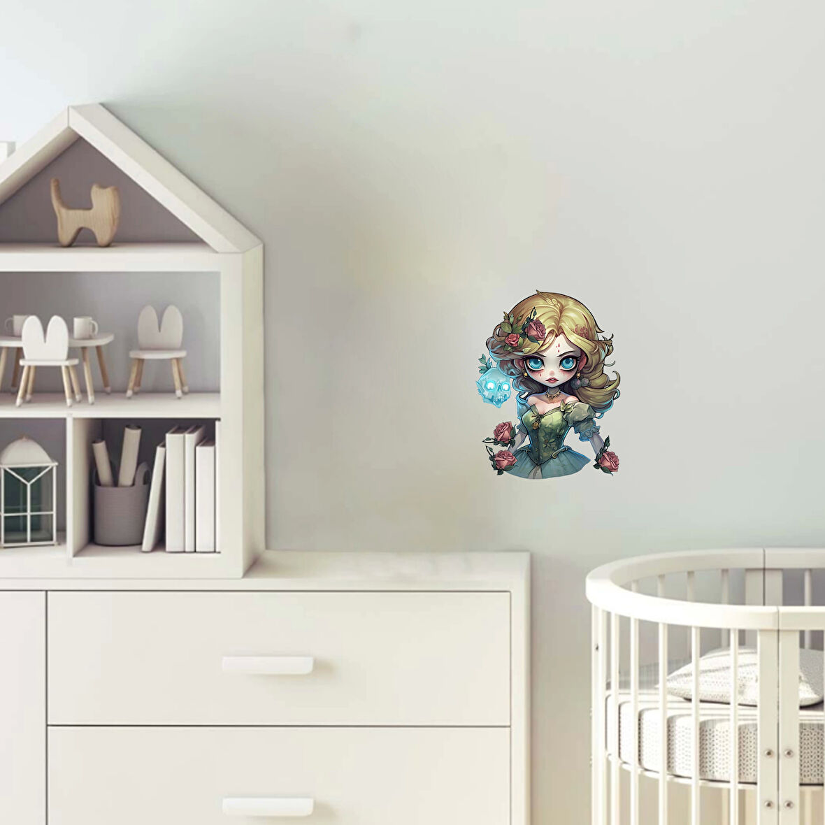 Mavi Işıklı Minik Kız Duvar Stickerı