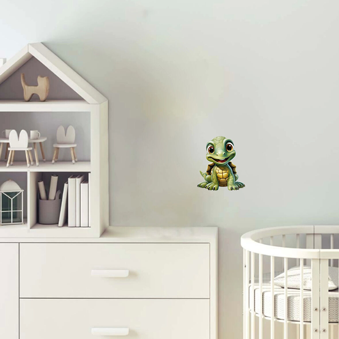Neşeli Yeşil Kaplumbağa Duvar Stickerı