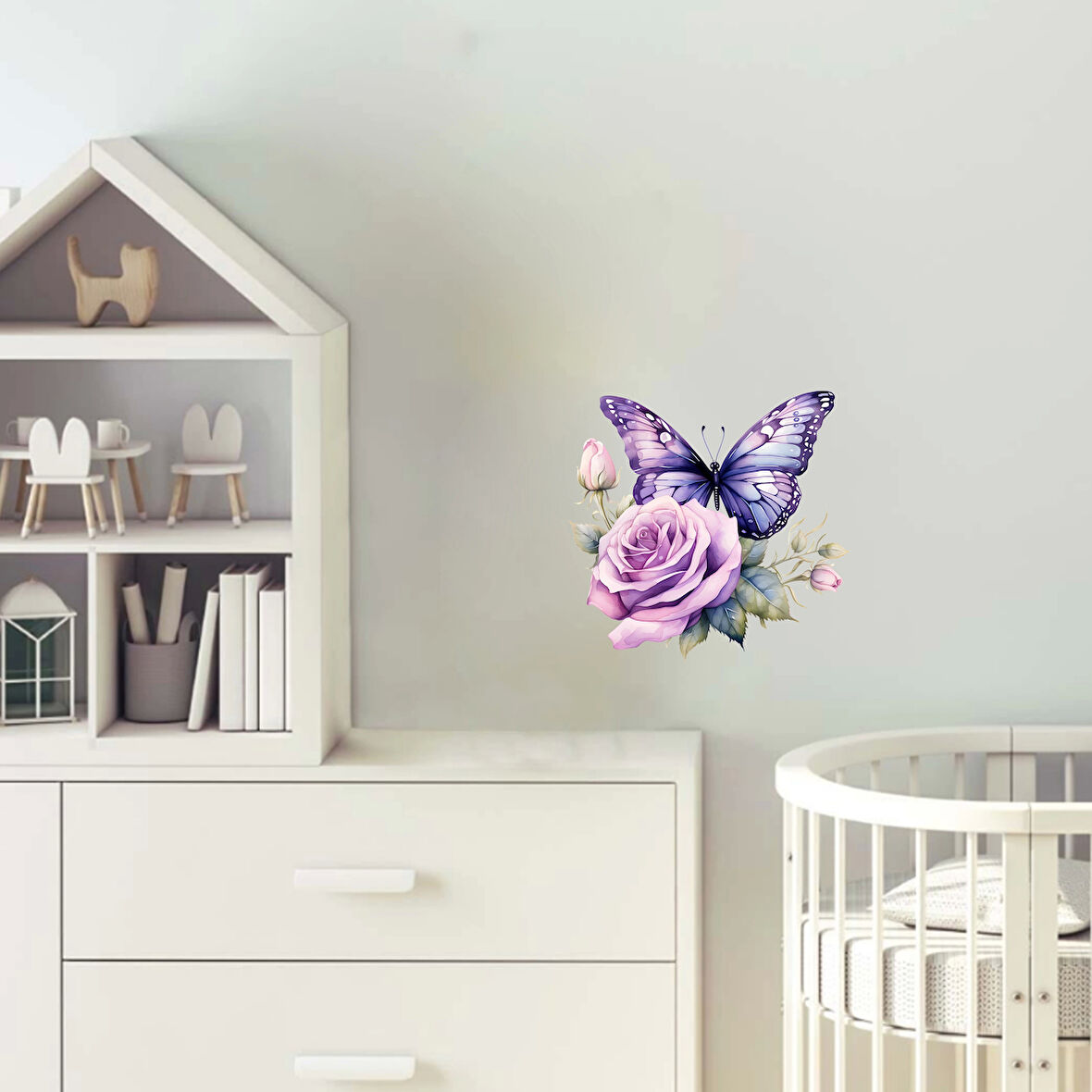 Uçuşan Kelebekler ve Çiçekler Duvar Stickerı