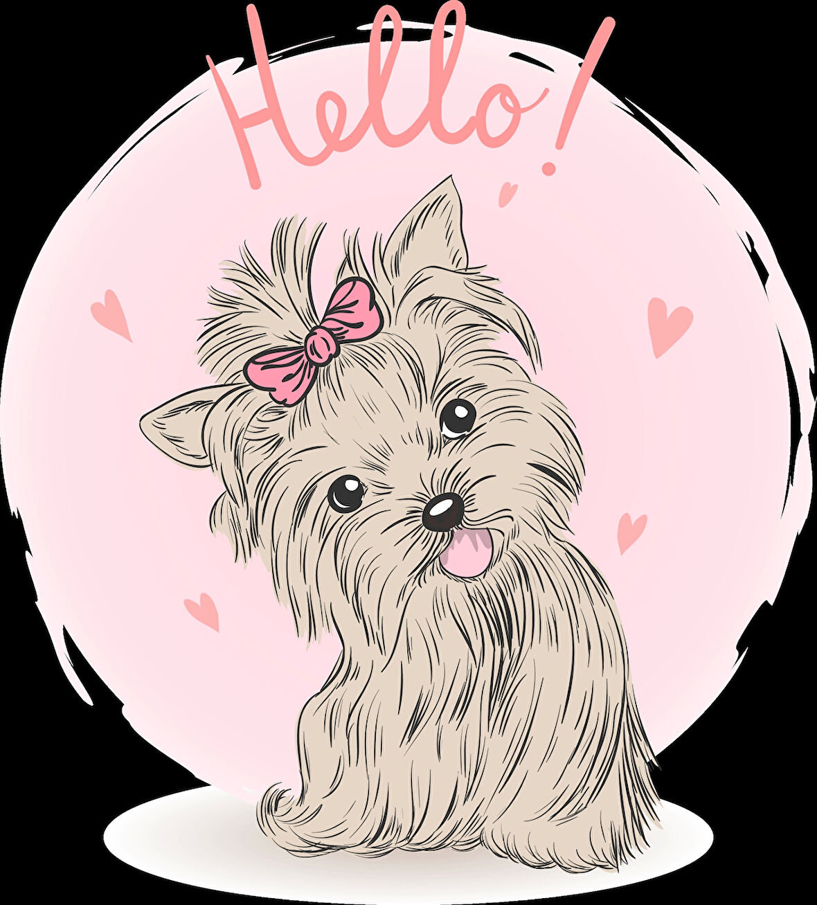 Hello! Yazılı Fiyonklu Köpek Duvar Stickerı