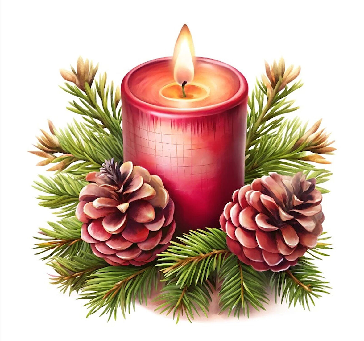 Kozalaklı Kırmızı Mum Duvar Stickerı