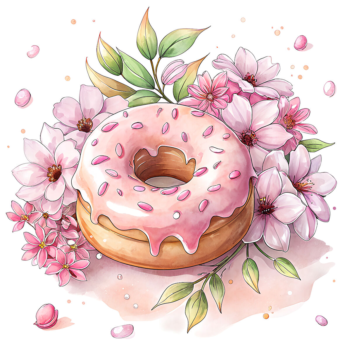 Pembe Çiçekli Donut