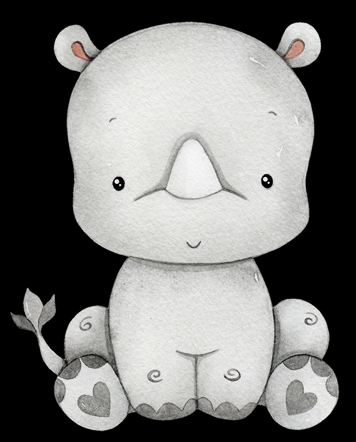 Oturan Gergedan Duvar Stickerı