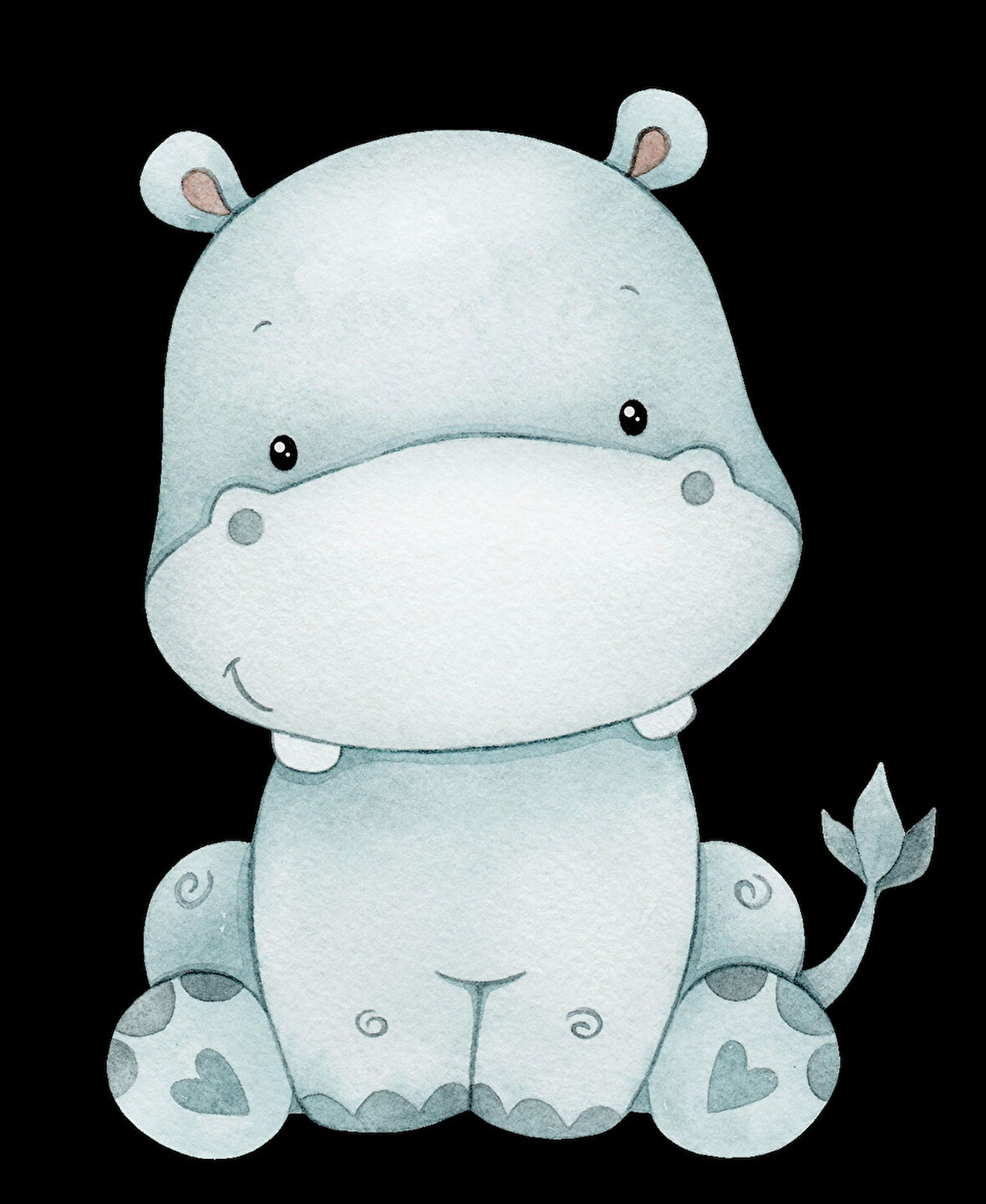 Oturan Su Aygırı Duvar Stickerı