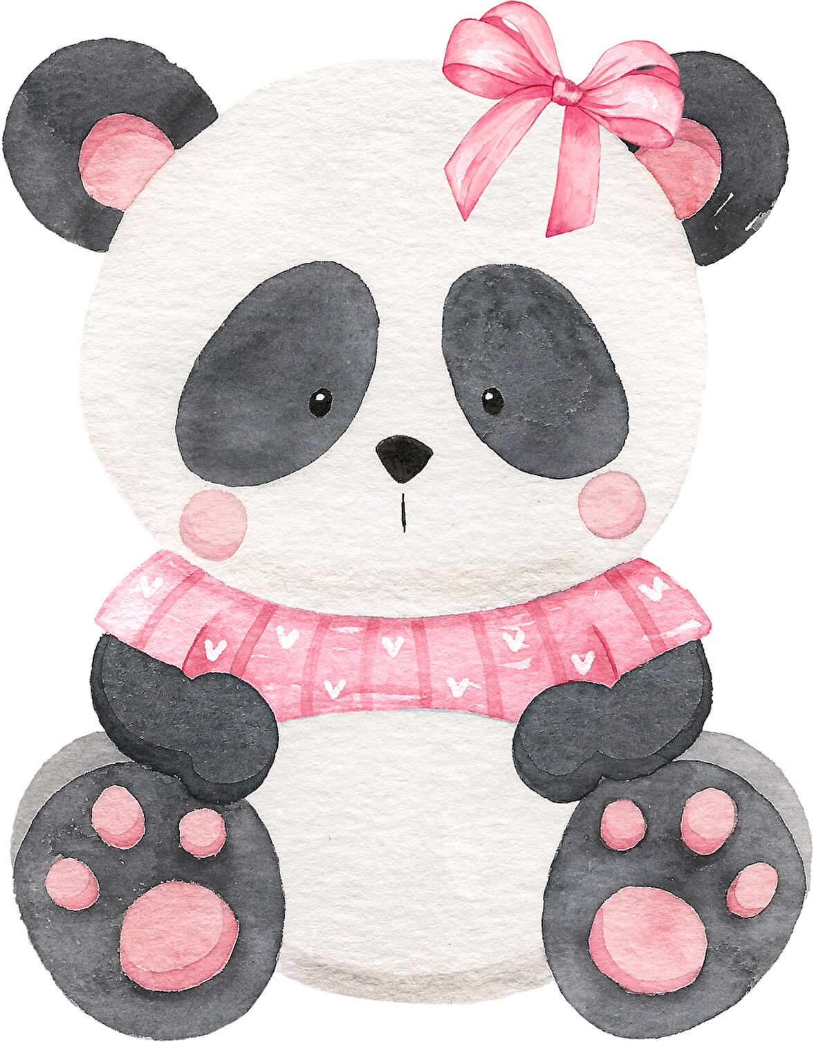 Fiyonklu Pembe Kazaklı Panda Duvar Stickerı