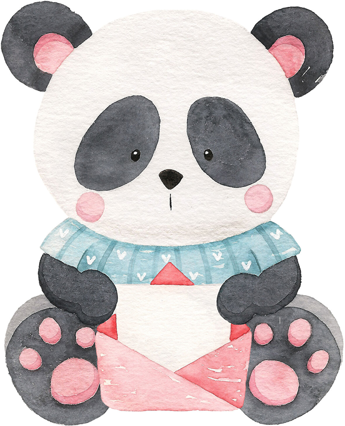 Mavi Kazaklı Panda ve Zarf Duvar Stickerı