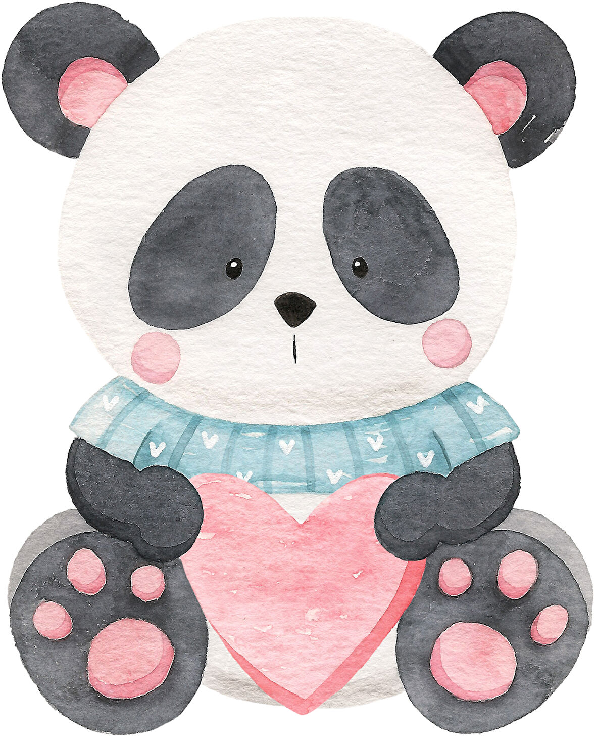 Kalp Tutan Mavi Kazaklı Panda Duvar Stickerı