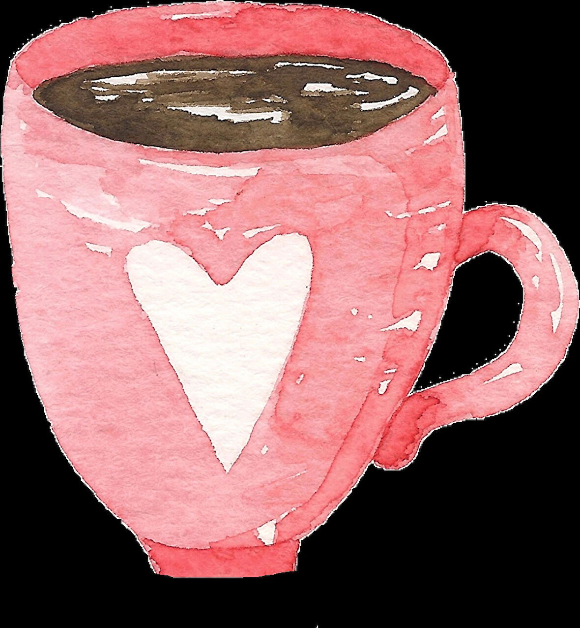 Kalpli Pembe Kahve Fincanı Duvar Stickerı