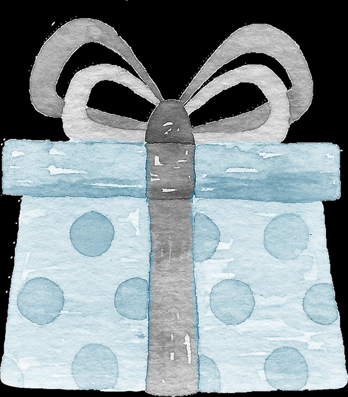 Puantiyeli Mavi Hediye Kutusu Duvar Stickerı