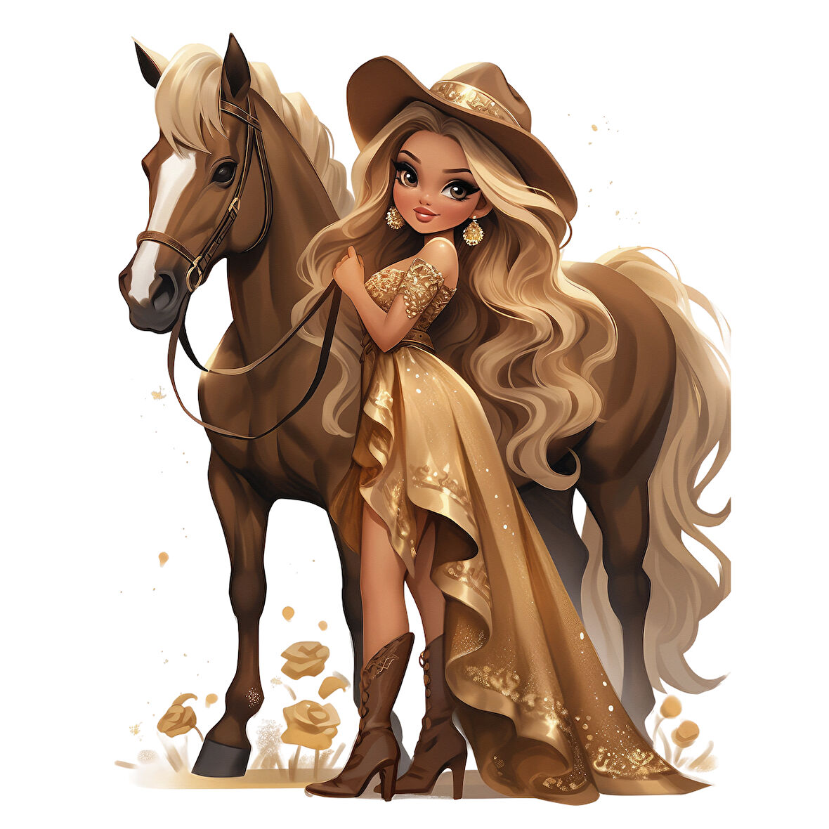 Kovboy Kız ve At Duvar Stickerı