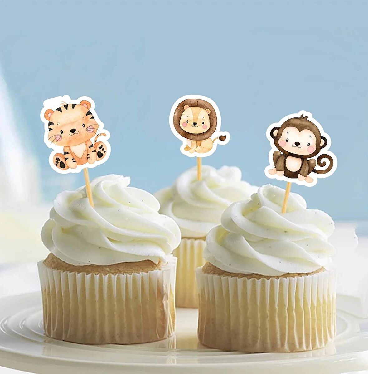 Safari Temalı Kürdanlı Cupcake Süsü