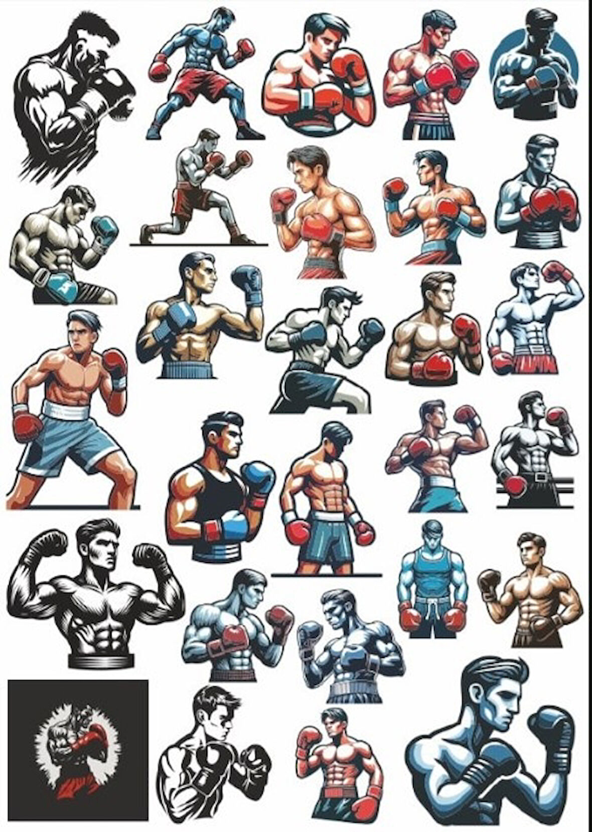 Dövüşçü Boksör Sticker Set