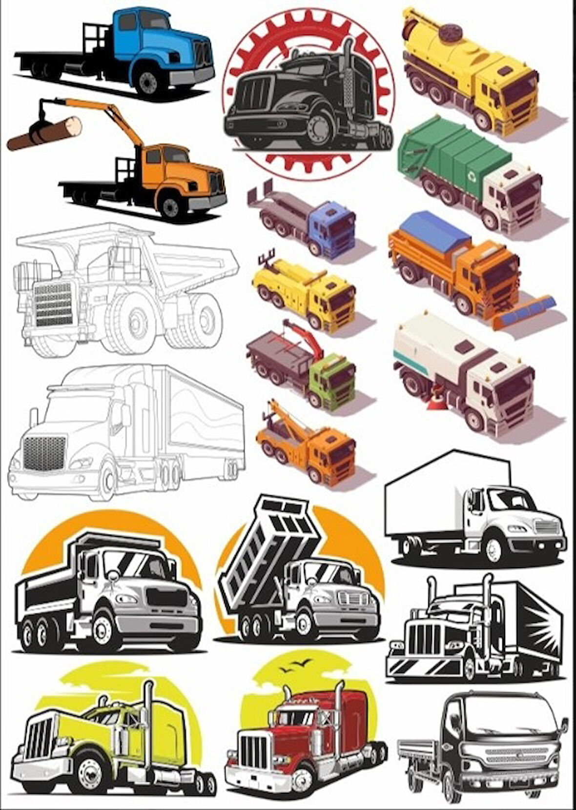 Kamyonlar Sticker Set
