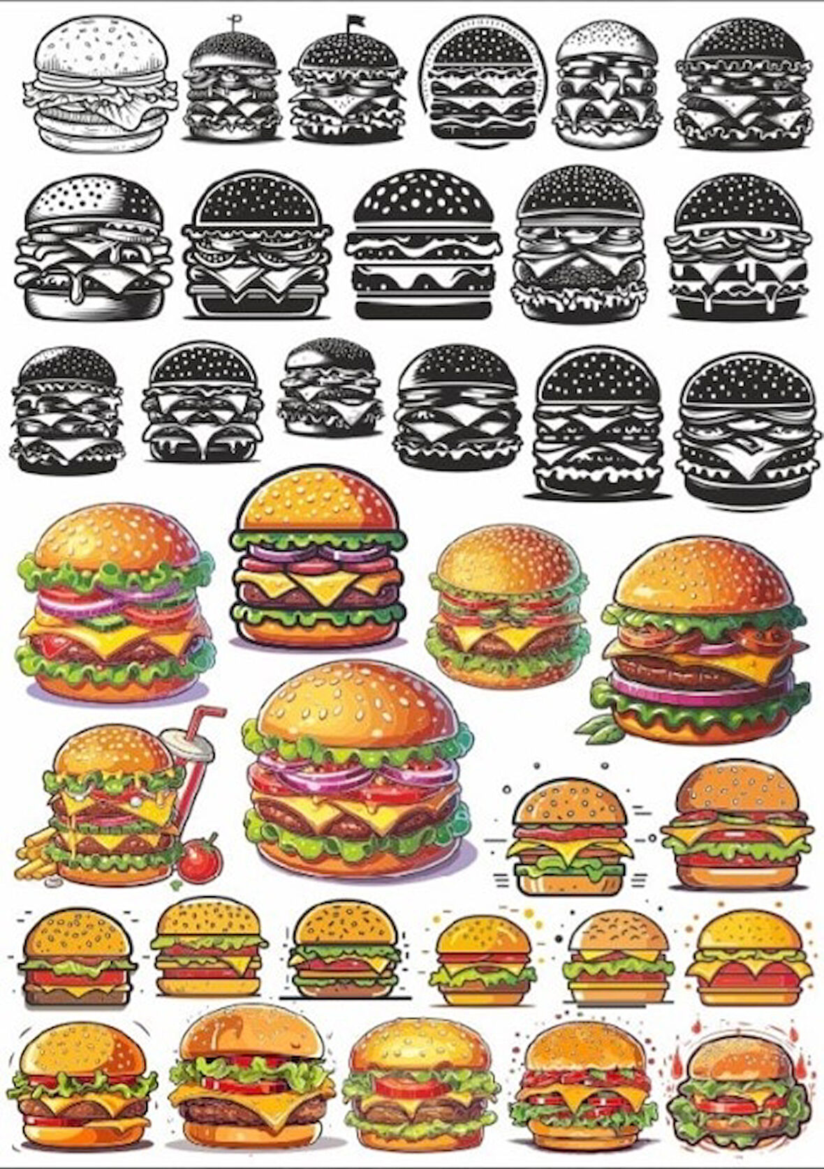 Hamburger Sticker Set