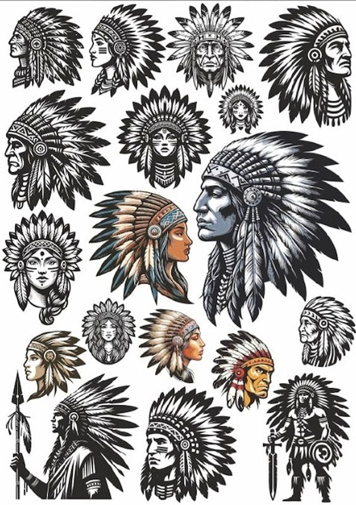 Apache Kızılderili Sticker Set
