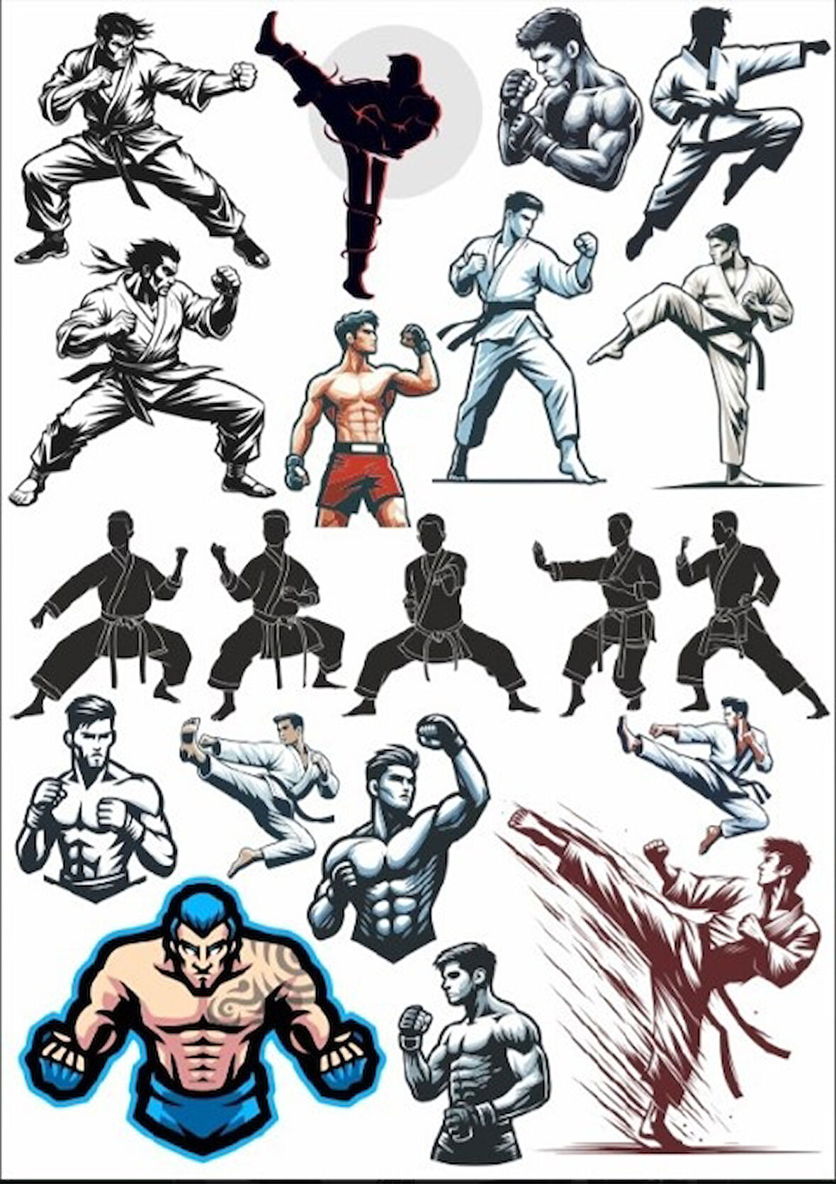 Dövüşçü Boksör Sticker Set