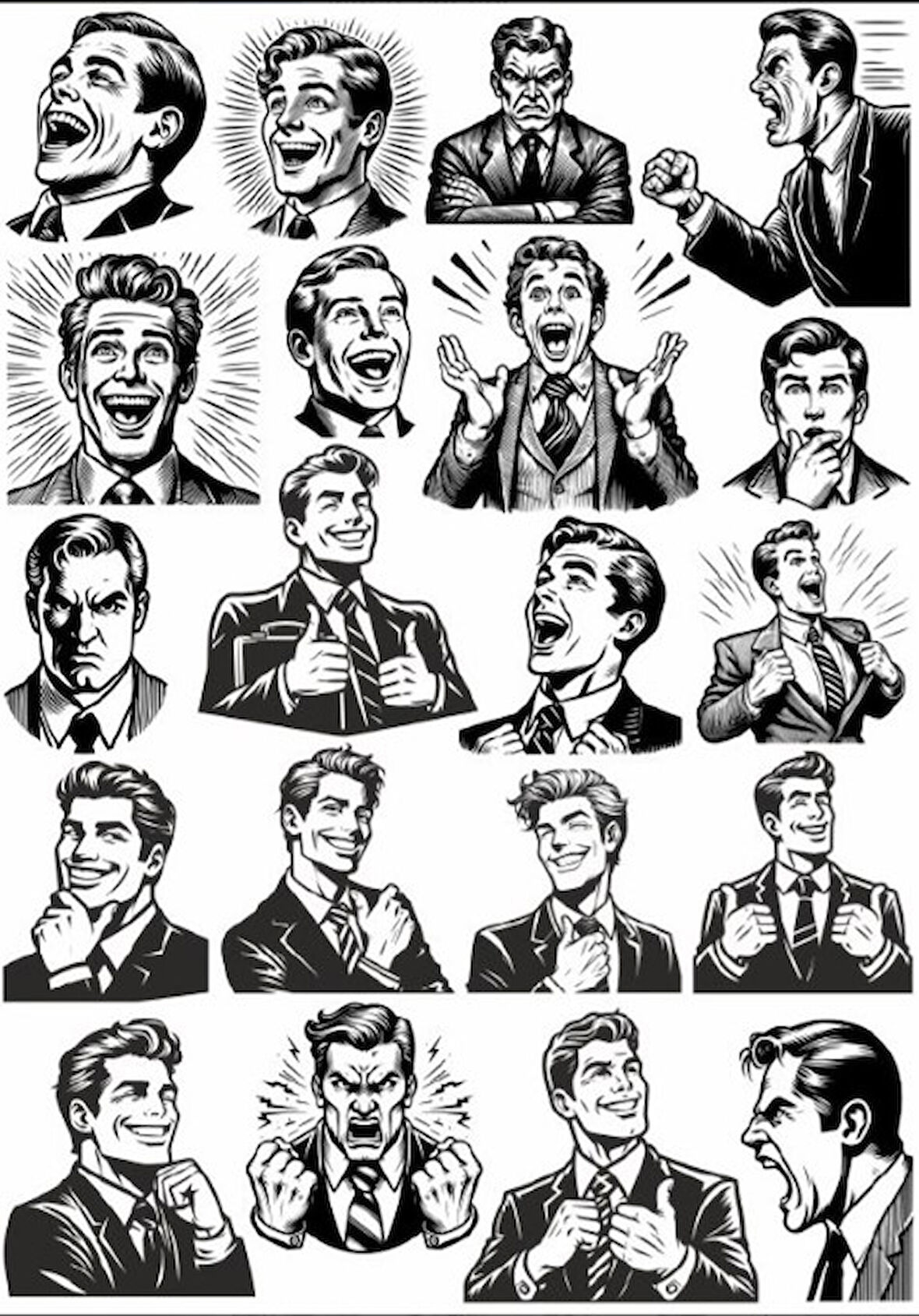 Siyah Beyaz Adam Sticker Set