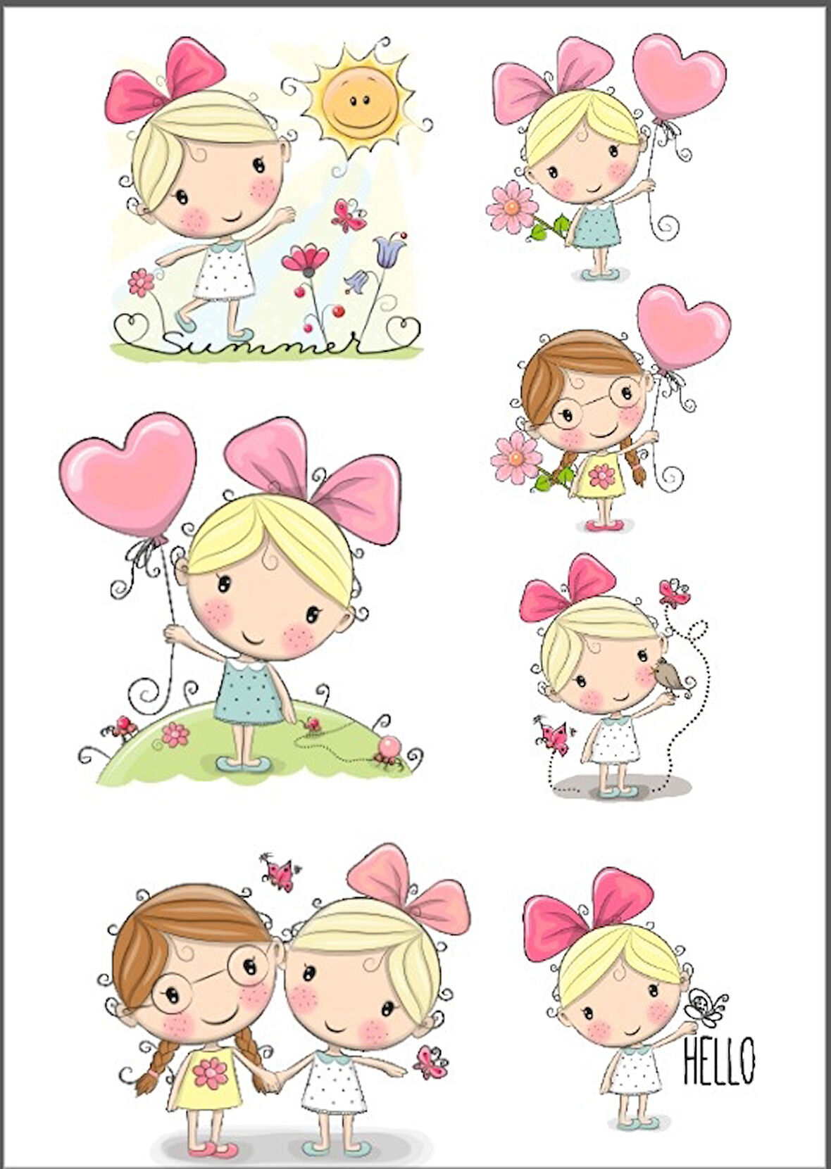 Sevimli Kızlar Sticker Set