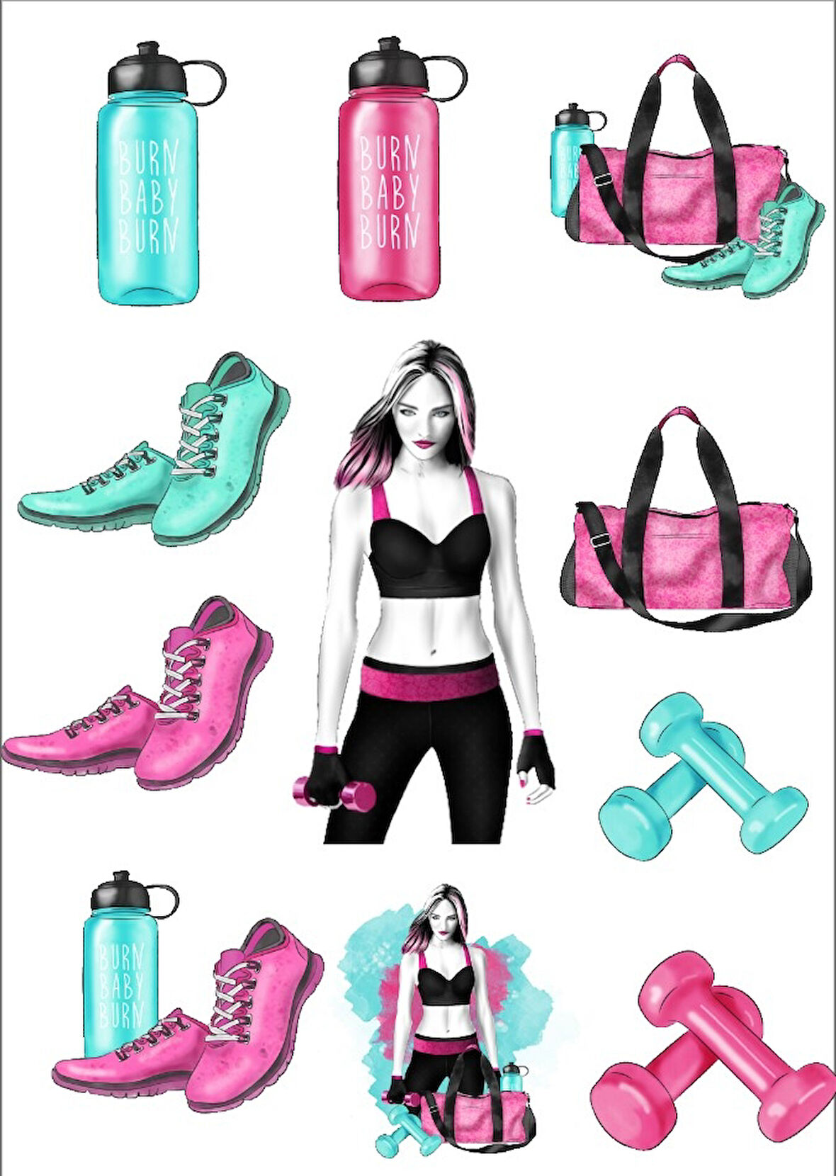 Sporcu Kız Sticker Set