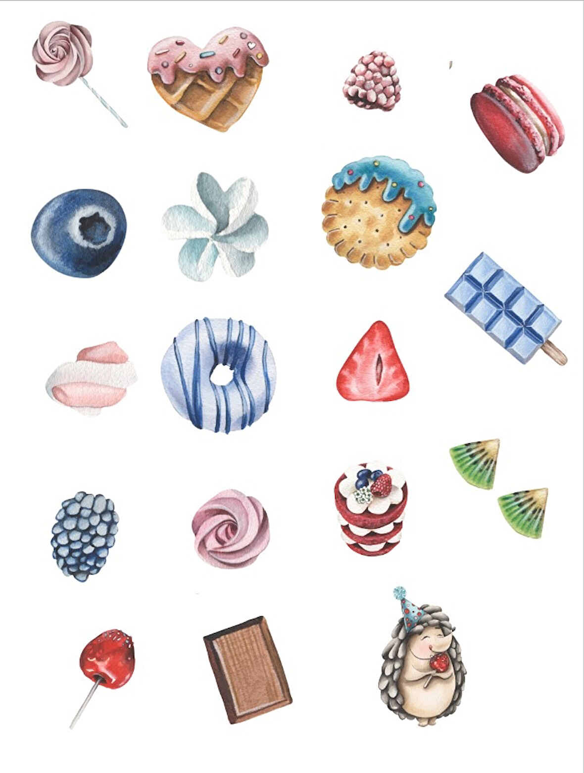 Meyve ve Pastalar Sticker Set