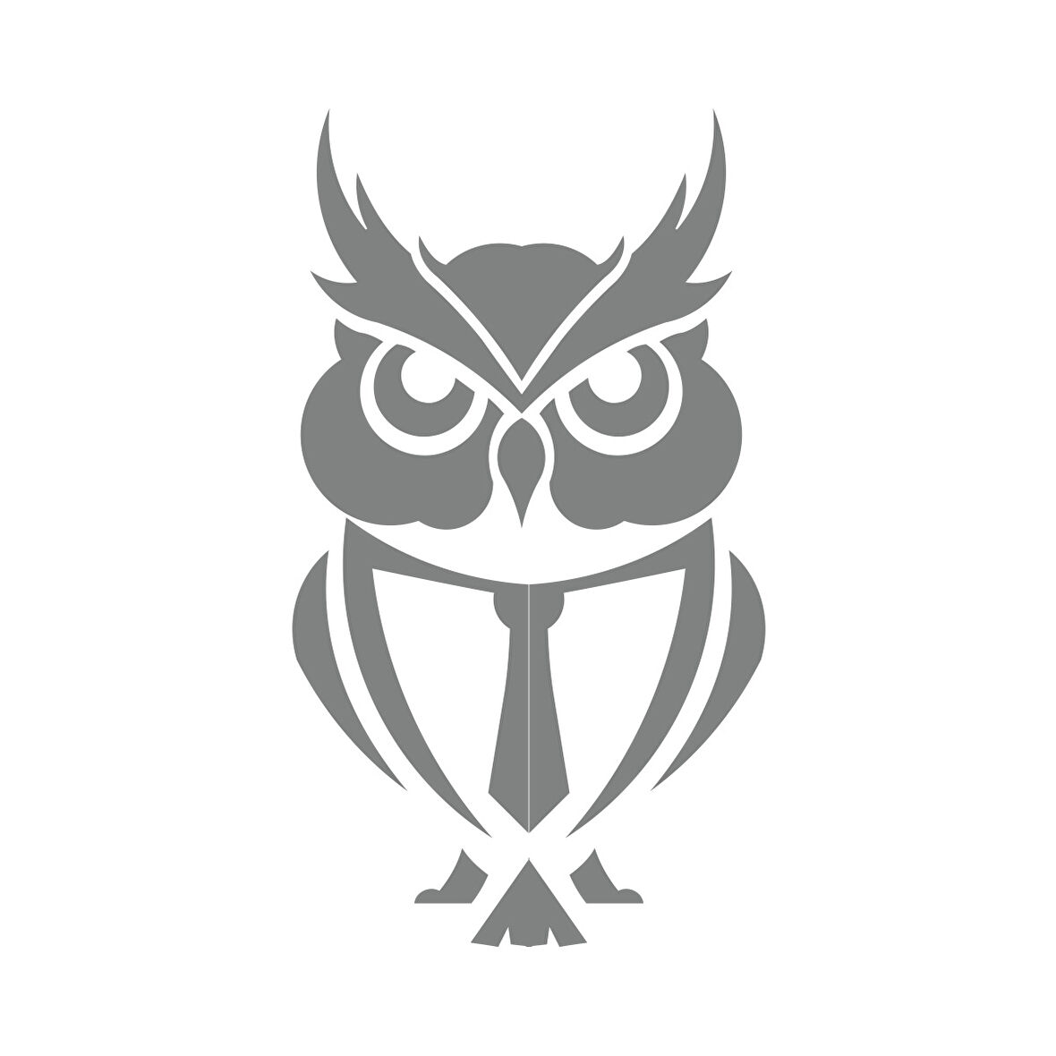 Kıravatlı Baykuş Sticker 17x17 Cm Gri