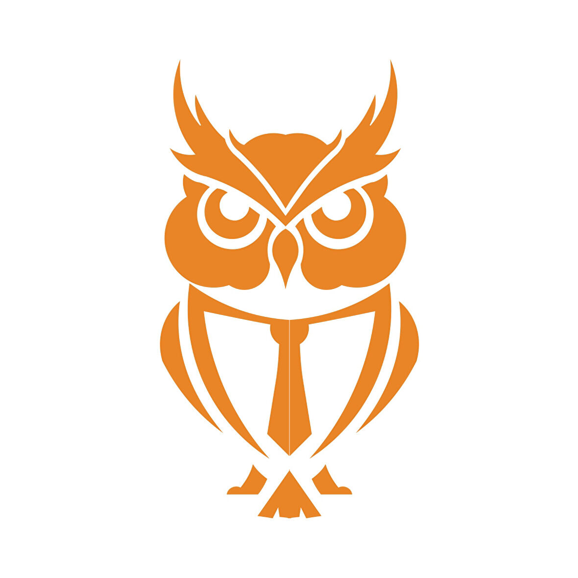 Kıravatlı Baykuş Sticker 17x17 Cm Turuncu