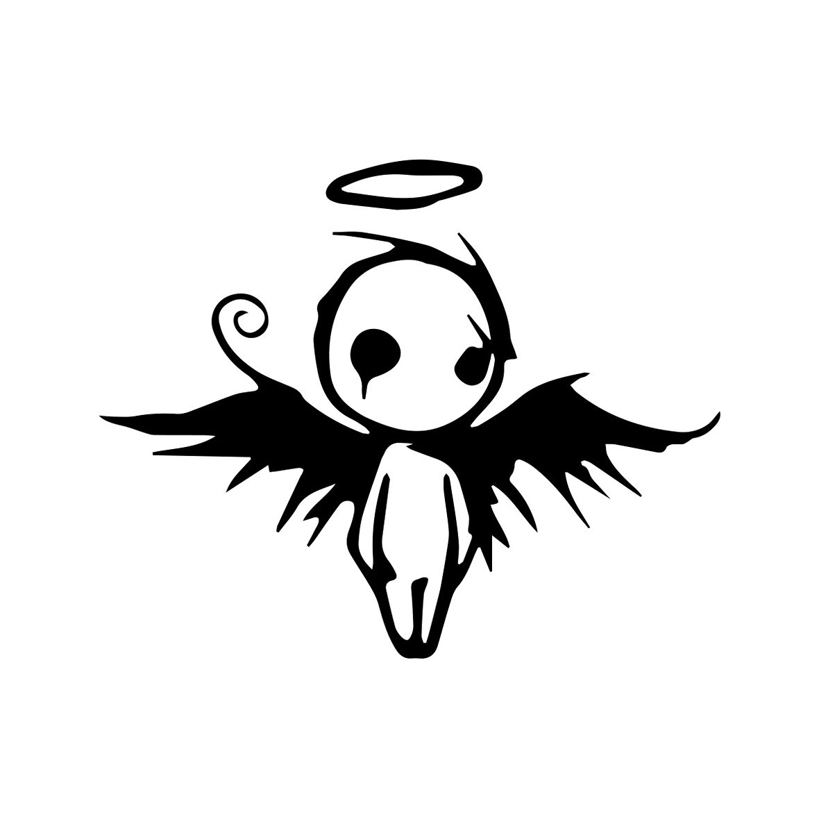 Korkunç Melek Sticker 17x17 Cm Siyah