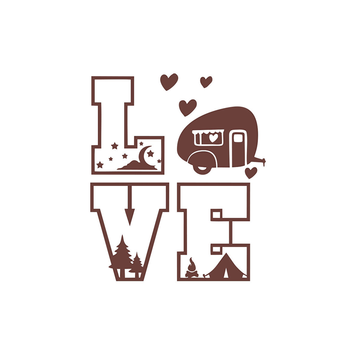 Love Sticker 17x17 Cm Kahverengi