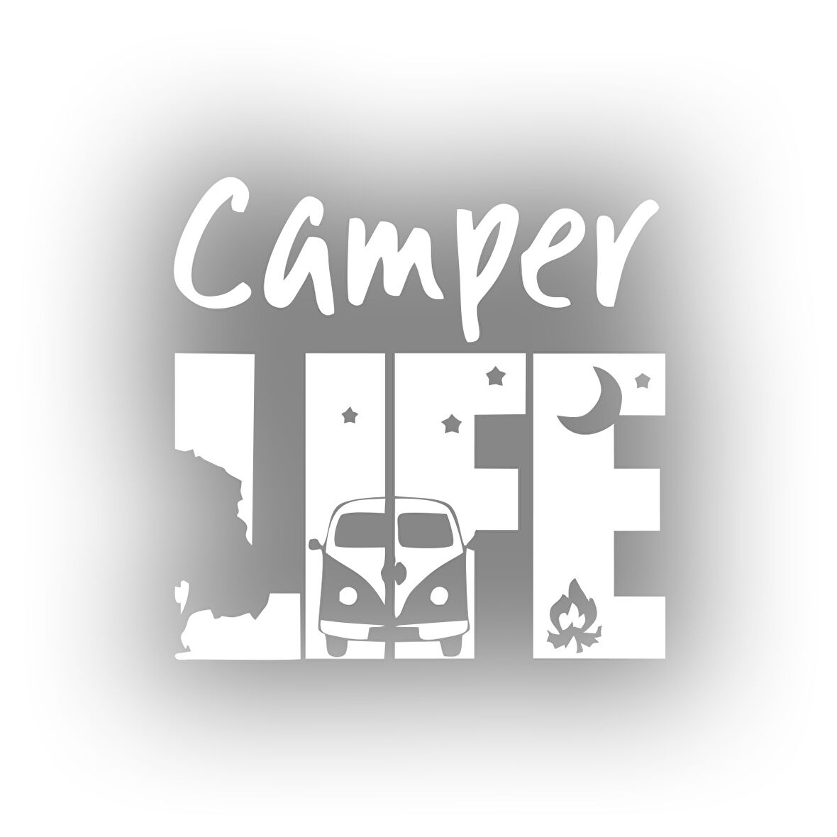 Camper Lifer Sticker 17x17 Cm Beyaz