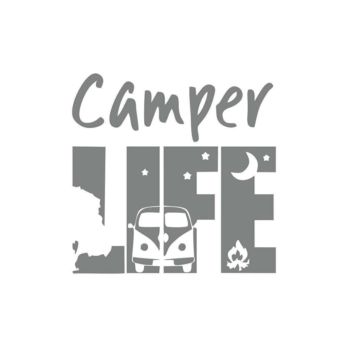 Camper Lifer Sticker 17x17 Cm Gri