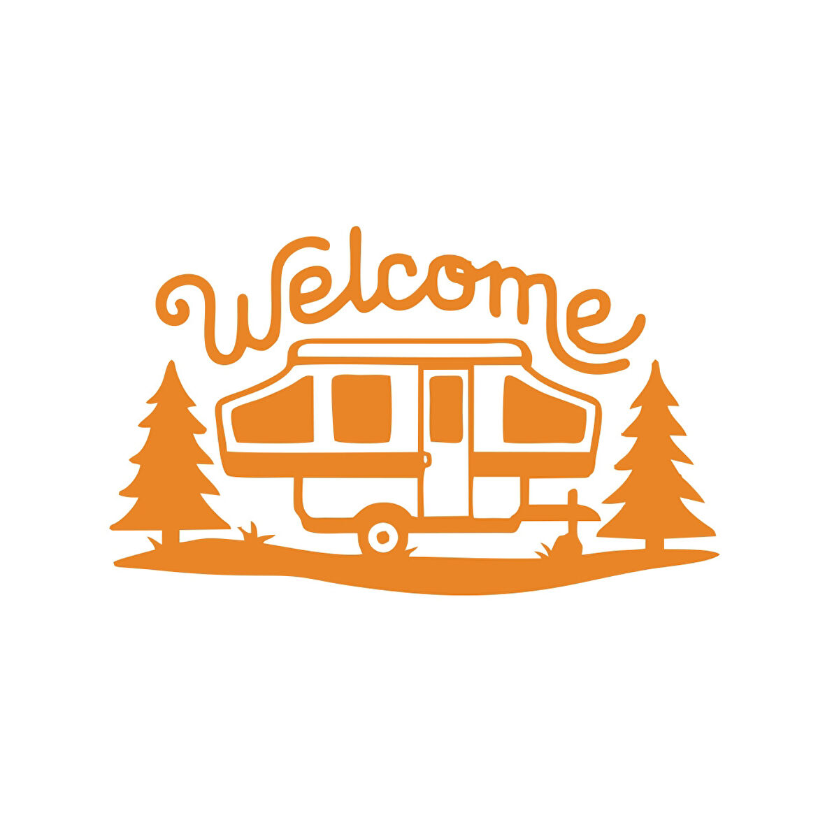 Welcome Karavan Sticker 17x17 Cm Turuncu