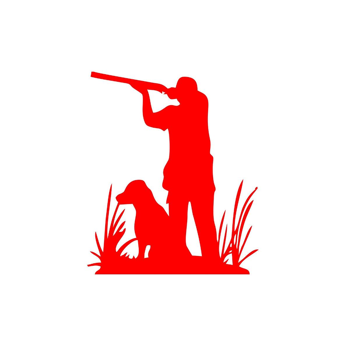 Avcı ve Av köpeği Sticker 17x17 Cm Kırmızı