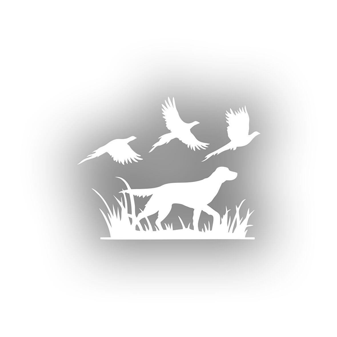 Avcı ve Av köpeği Sticker 17x17 Cm Beyaz
