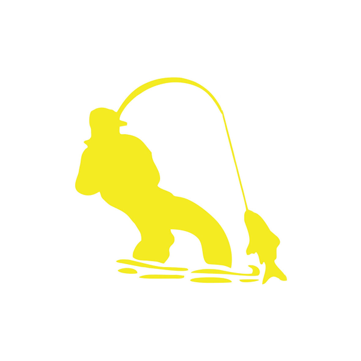 Balık Yakalayan Adam Sticker 17x17 Cm Sarı