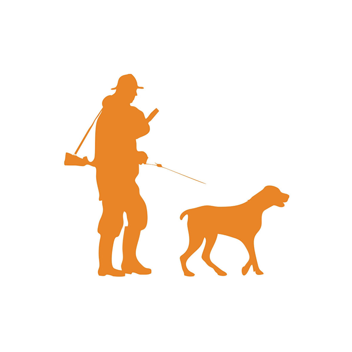 Avcı ve Av köpeği Sticker 17x17 Cm Turuncu