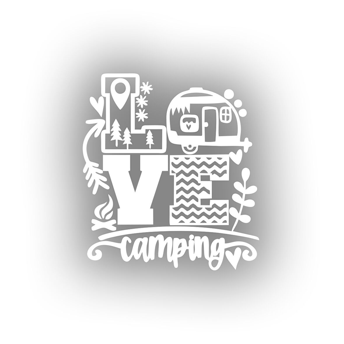 Love Kamp Karavan Sticker 17x17 Cm Beyaz