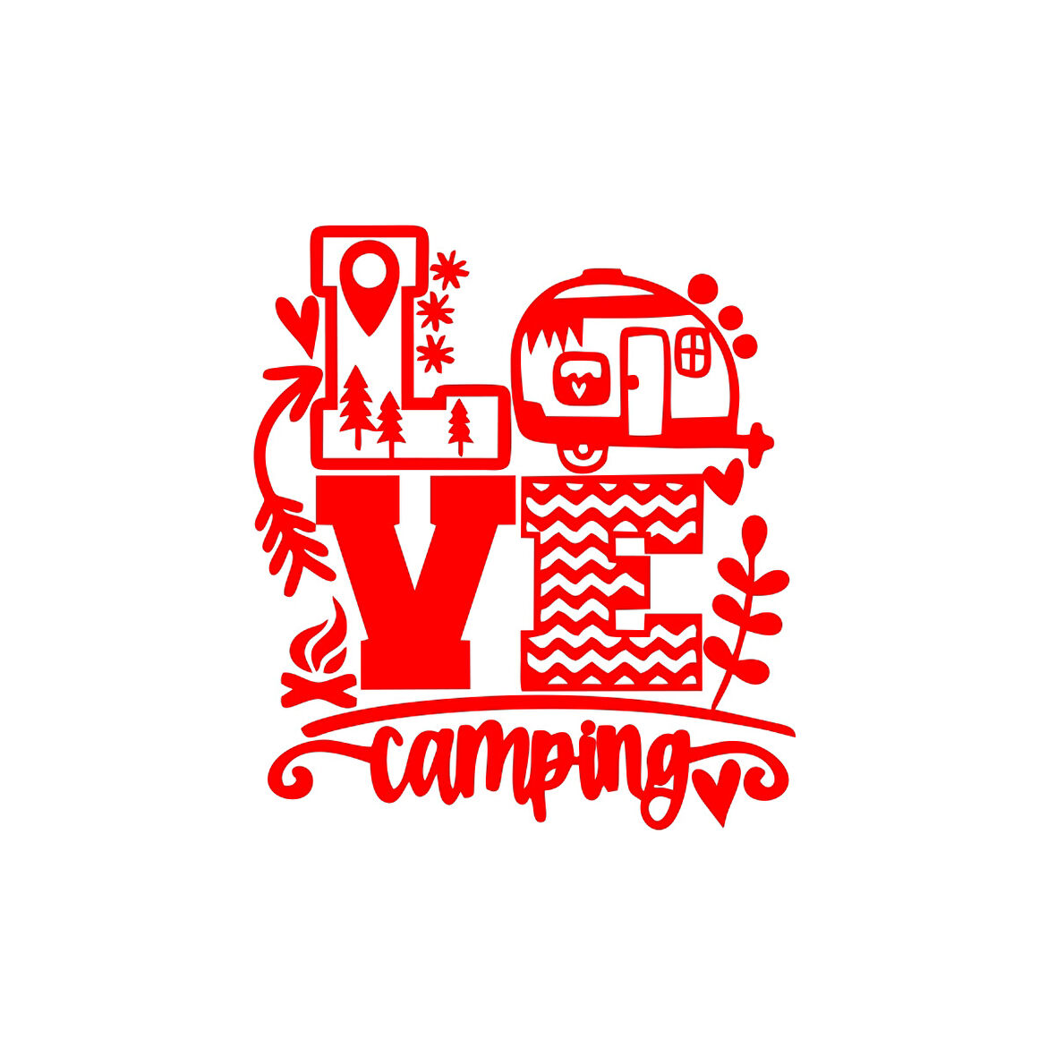 Love Kamp Karavan Sticker 17x17 Cm Kırmızı