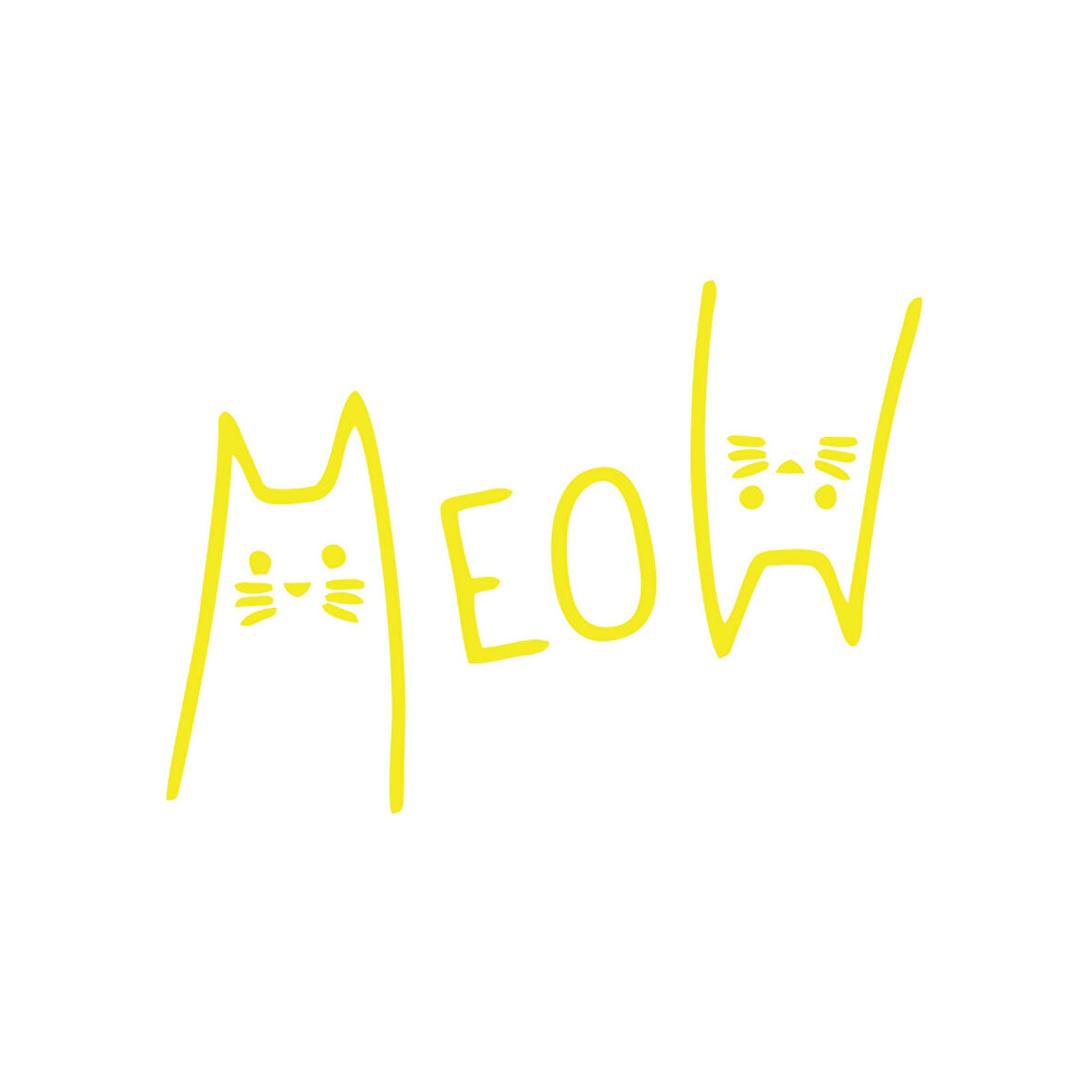 Meow Kedi Sticker 17x17 Cm Sarı