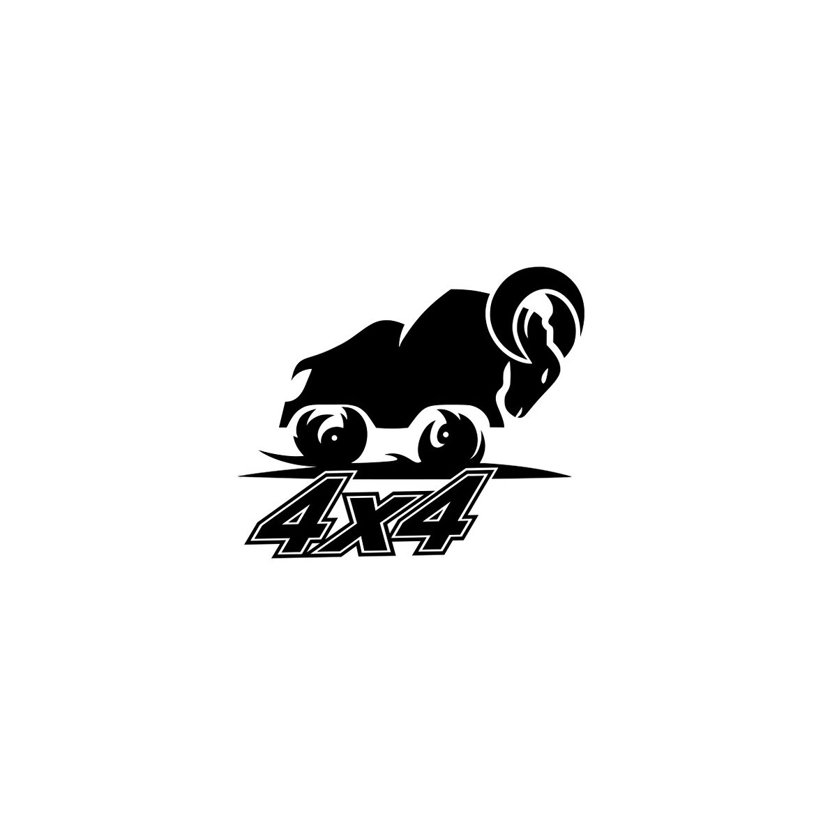 4x4 Kurukafa Sticker 17x17 Cm Siyah